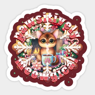 Meowy Catmus Wreath Pawsitively Meowgical 5A1 Sticker